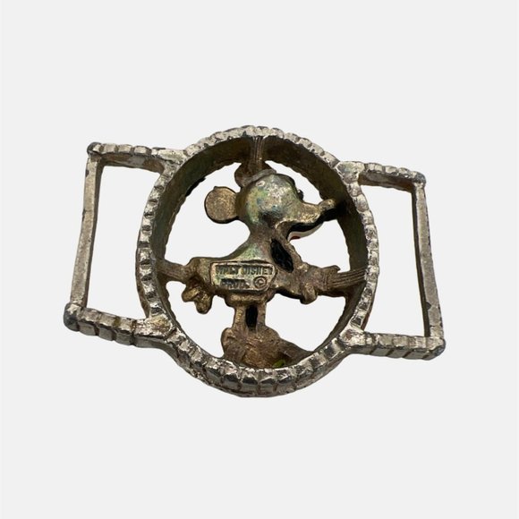 Vintage Minnie Mouse Child / Baby Belt Buckle Enameled Silver Tone Metal 1.25" - Picture 2 of 4